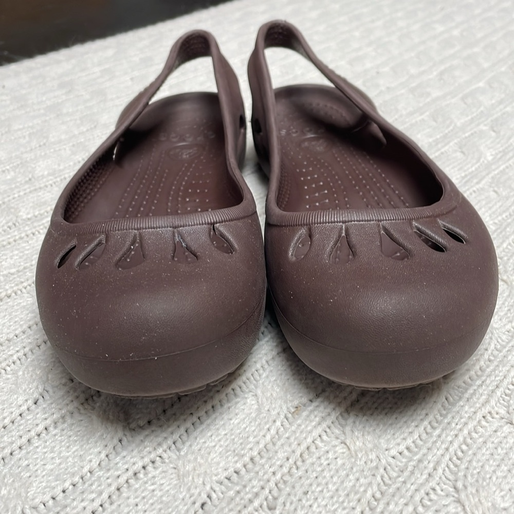 Women’s sz 8 Crocs Brown Malindi Ballet Slip-ons Slingback Flat Shoes Chocolate - Picture 8 of 10